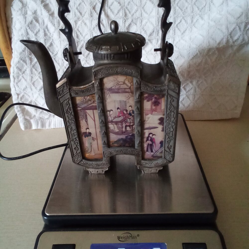 Vintage Chinese Pewter Decorative Tea Pot - Picture 5 of 6